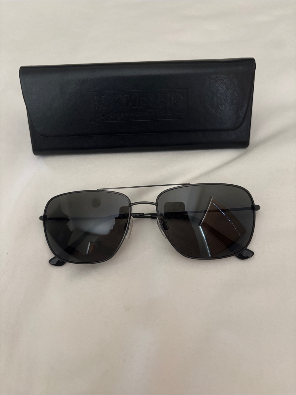 Kirkland Signature Polarized Black Metal Aviator Sunglasses with Dark Lenses
